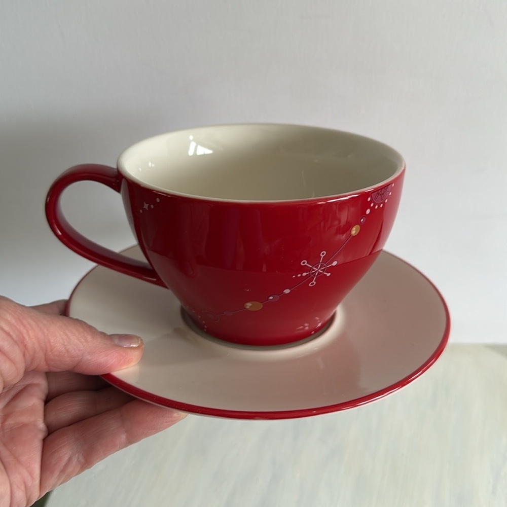 Vintage Starbucks 2006 Red Christmas/Holiday  Mug Saucer
